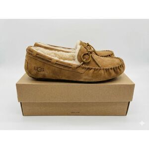 UGG Womens Leather Slippers Size 6 UGGpure Wool Lined Indoor Outdoor Rubber Sole